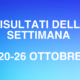 I risultati della settimana 20-26 Ottobre